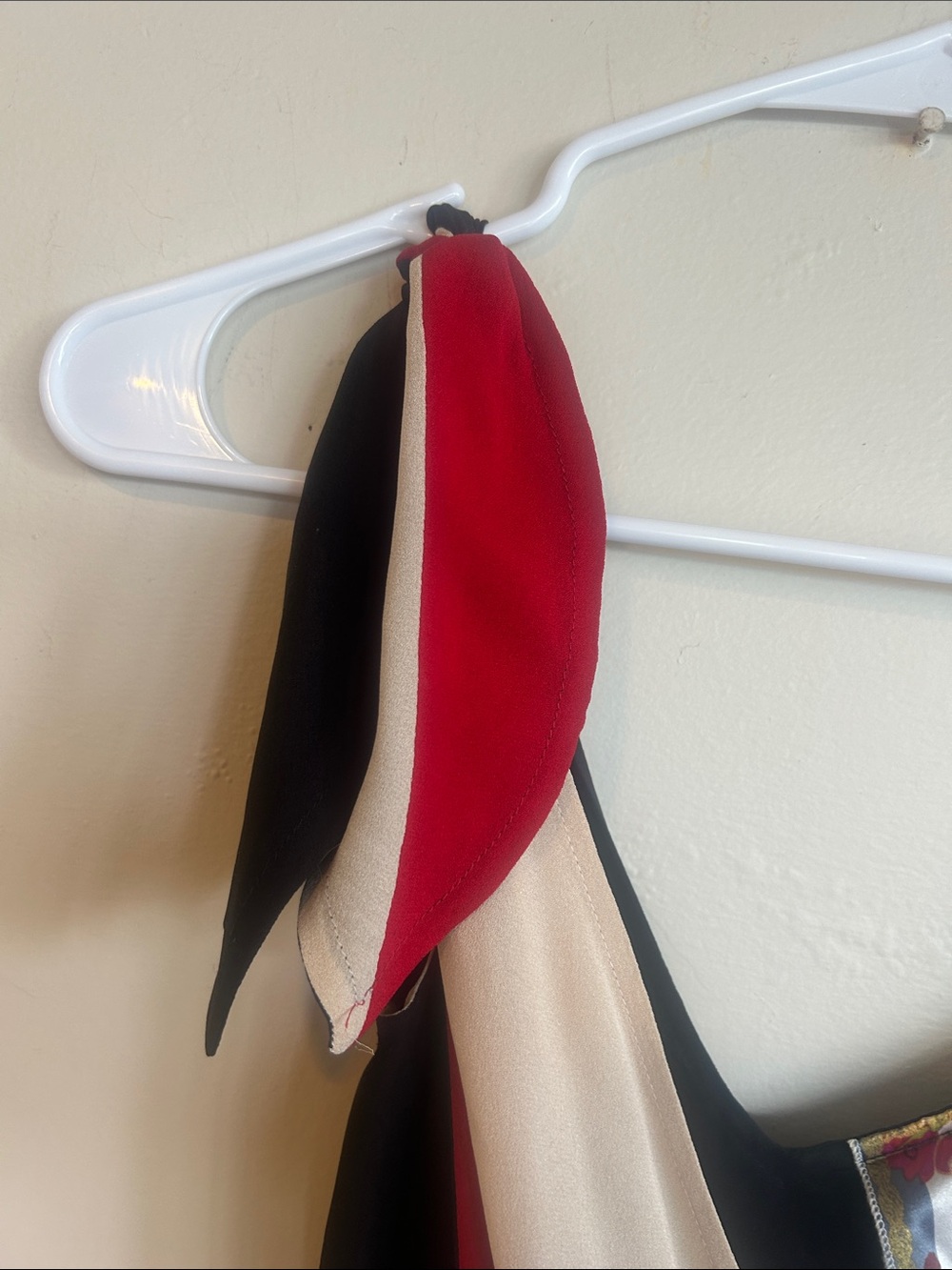 L.A.M.B. Colorblock Tie-Shoulder Midi Dress in Red, Cream & Black - Picture 3 of 7